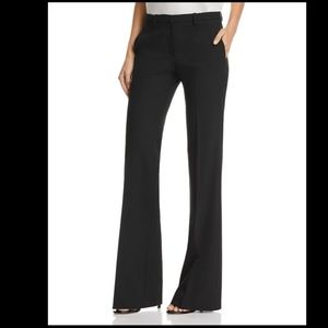 Theory Demetria Good Wool Flared Trousers Sz 10 black